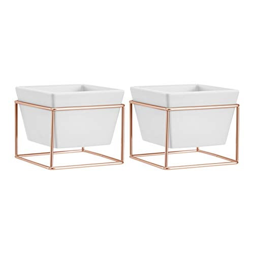 Basics Tabletop Planter Square White/Copper Basics Tabletop Planter Square White/Copper